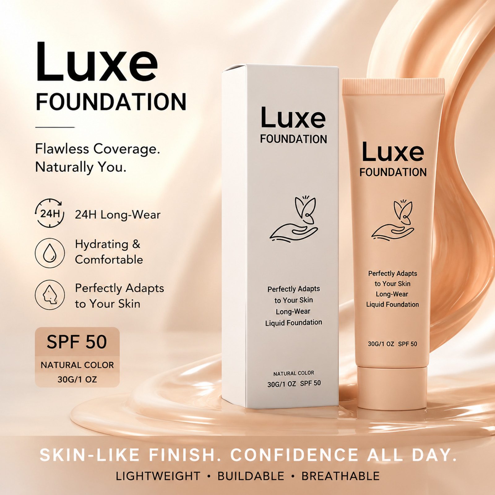 Beauty Makeup Foundation - Base de Maquiagem com FPS 50+