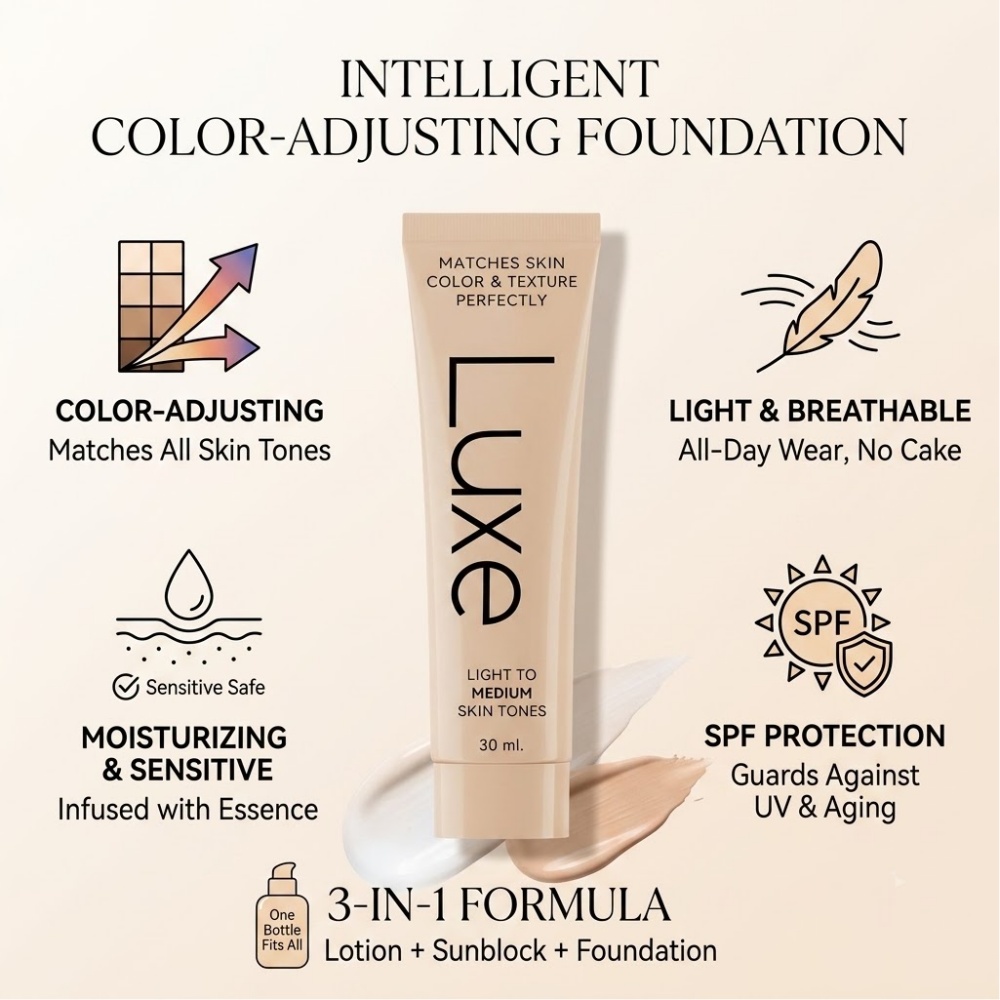 Beauty Luxe Makeup - Base Líquida Inteligente LUXE com Efeito