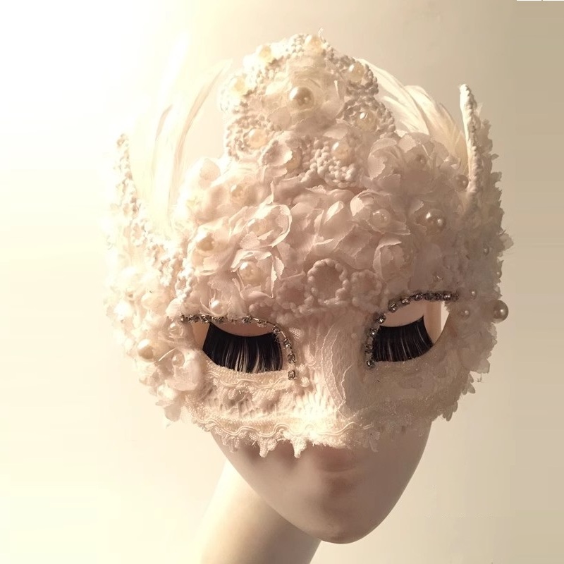 Beauty Halloween Makeup - Pena branca Lace Ball Máscara, Beleza
