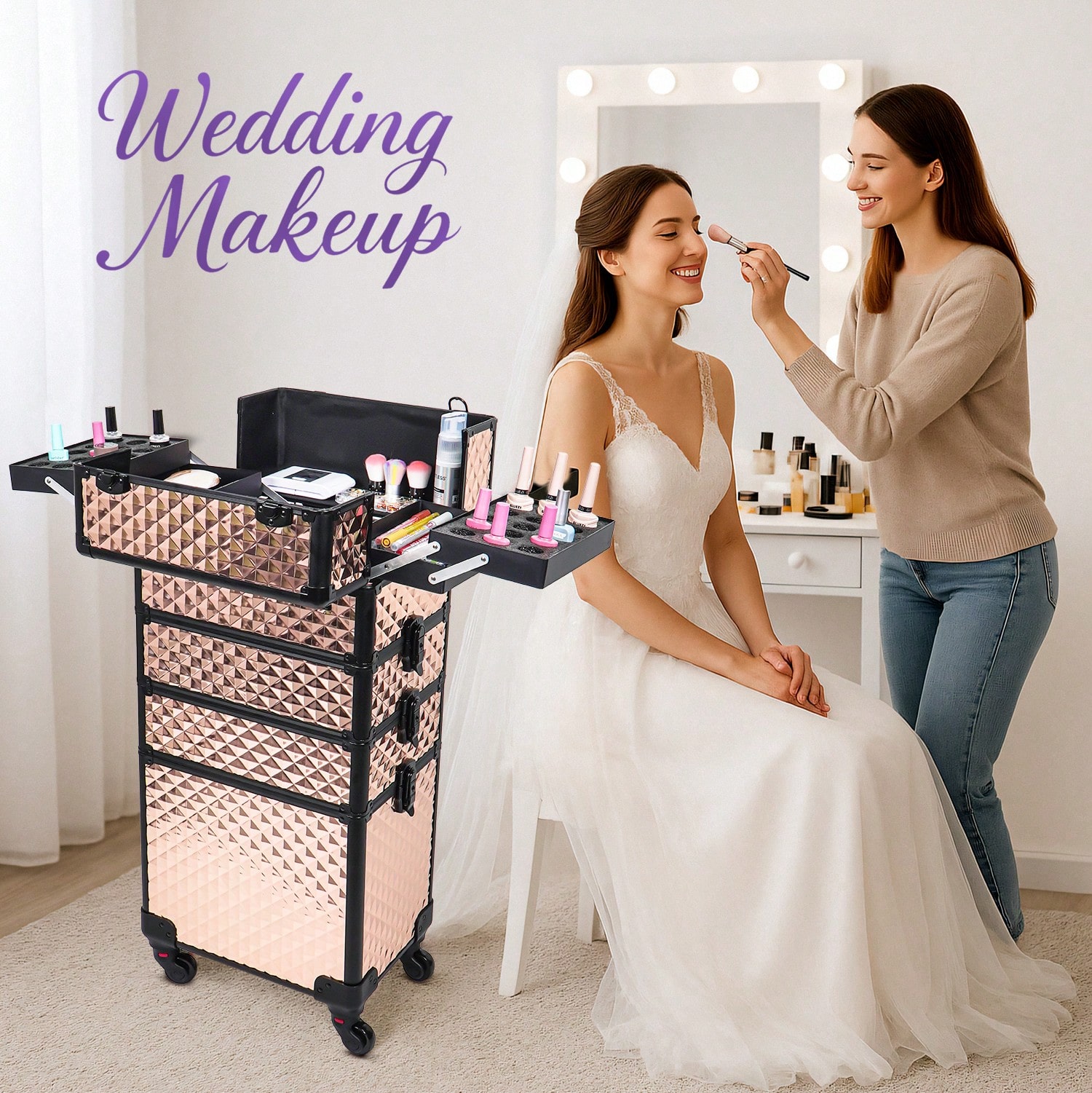 Maleta de Maquiagem com Rodas  - Makeup Organizer avaliação e preço