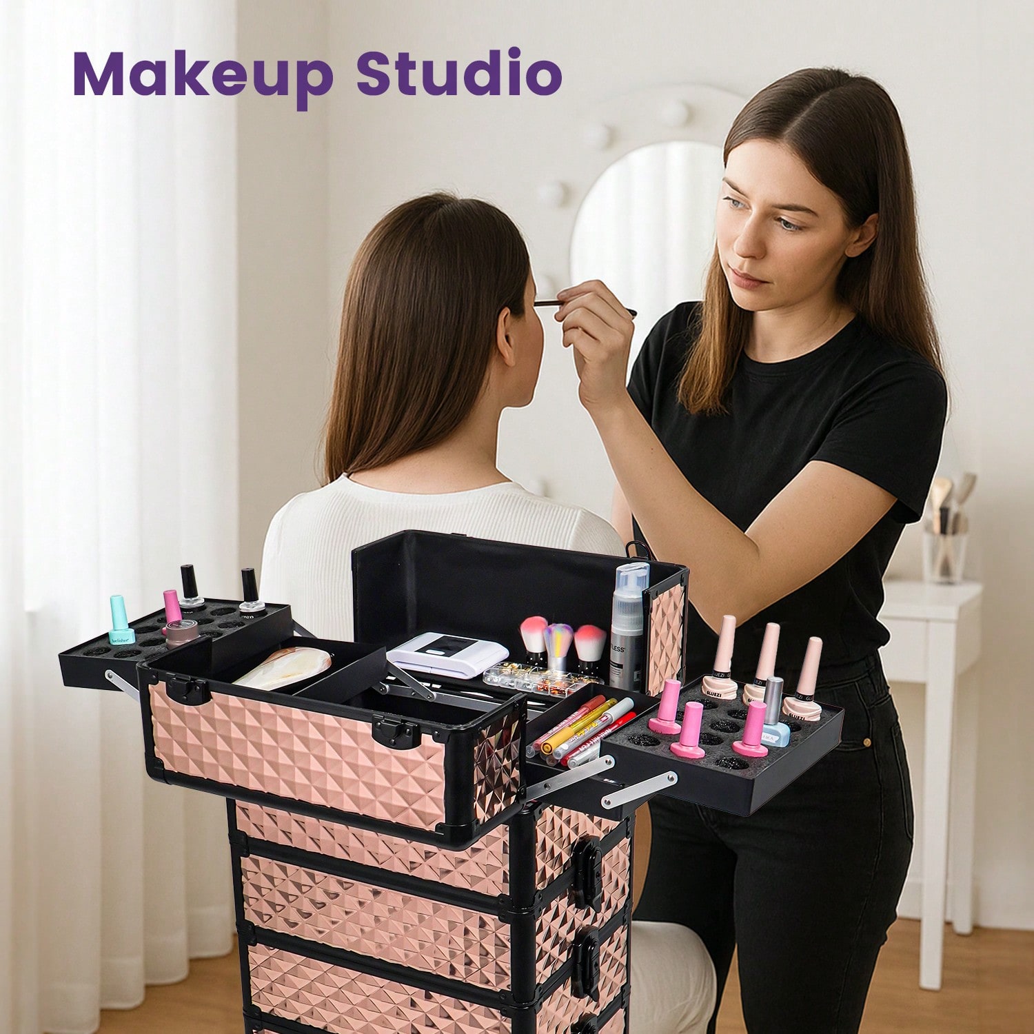 Maleta de Maquiagem com Rodas  - Makeup Organizer avaliação e preço