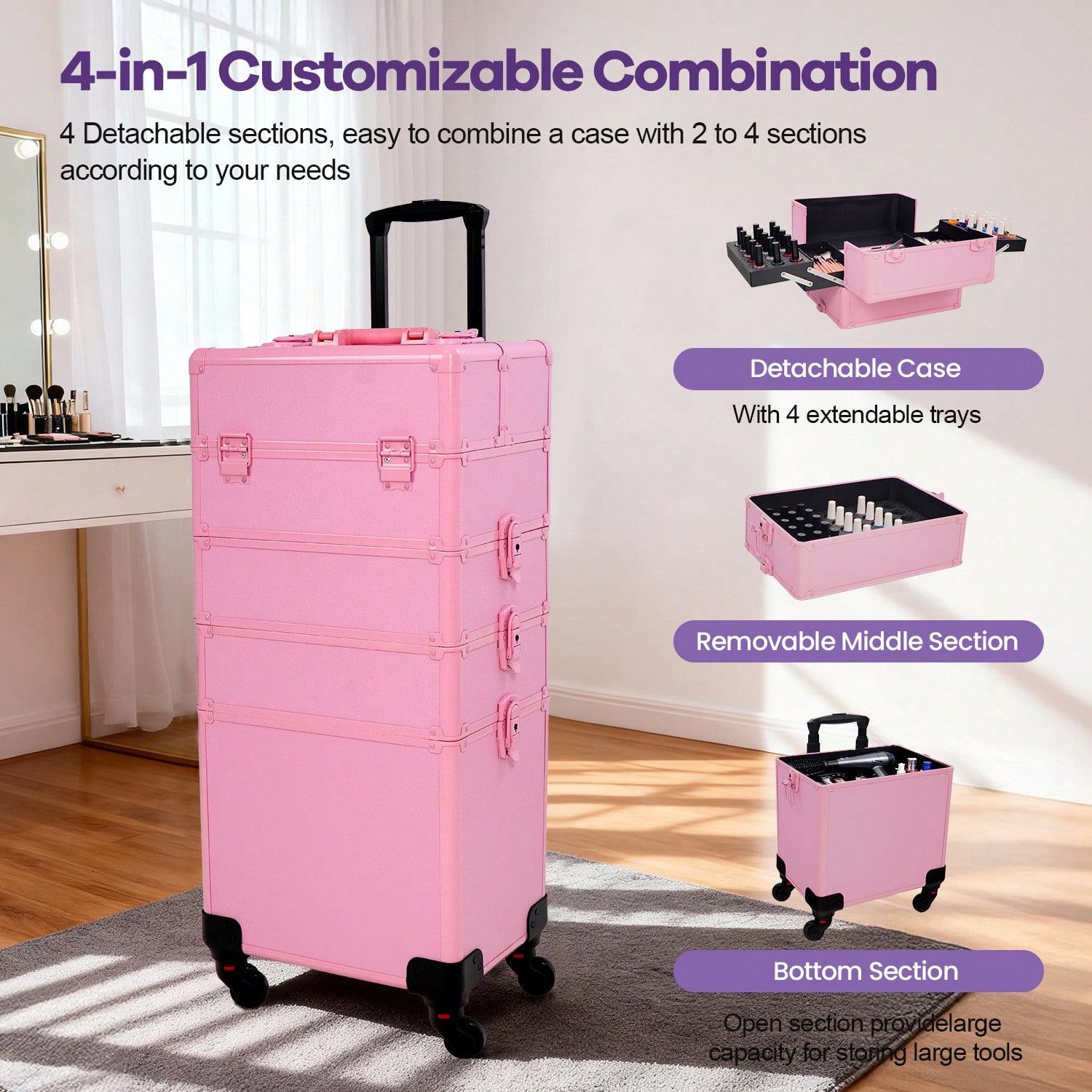 Maleta de Maquiagem com Rodas  - Makeup Organizer avaliação e preço