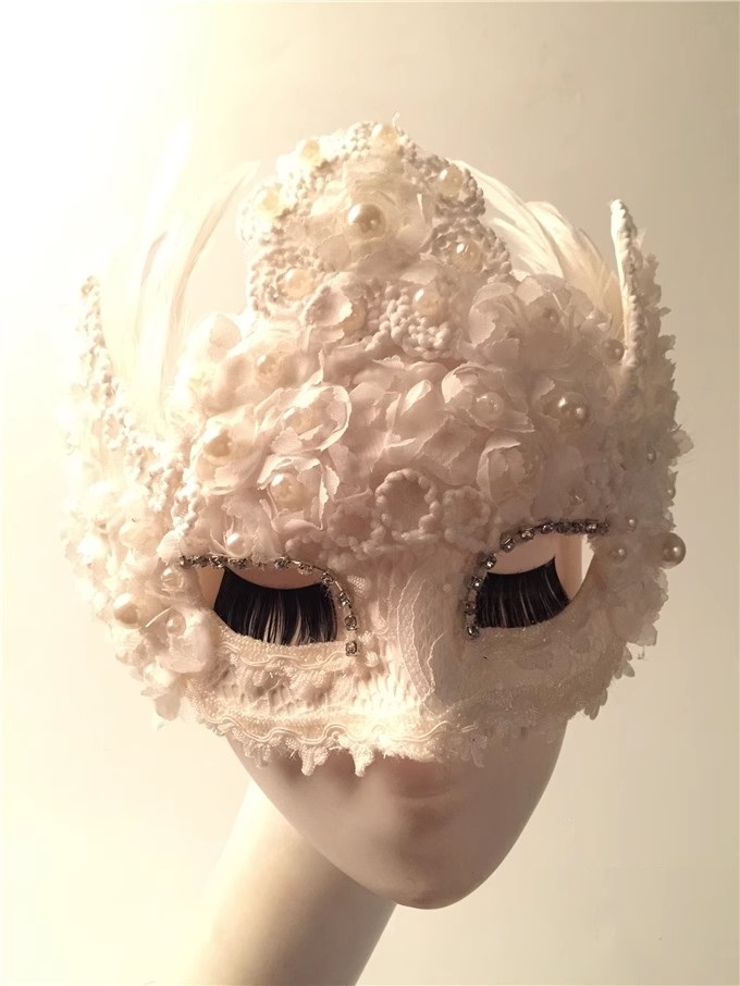 Pena branca Lace Ball Máscara, - Beauty Halloween Makeup avaliação e preço