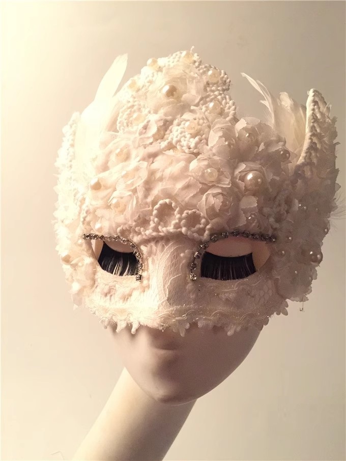 Pena branca Lace Ball Máscara, - Beauty Halloween Makeup avaliação e preço
