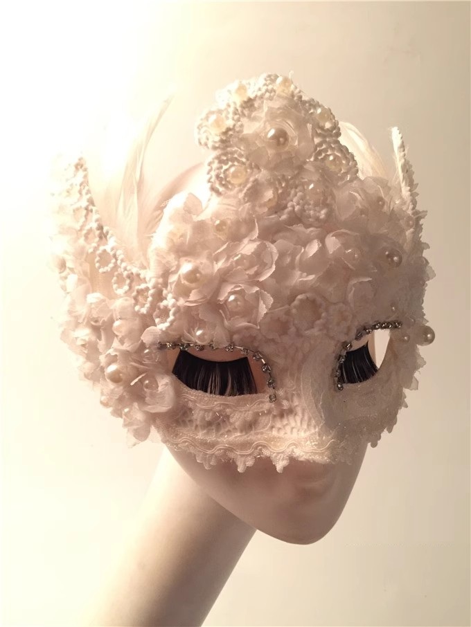 Pena branca Lace Ball Máscara, - Beauty Halloween Makeup avaliação e preço