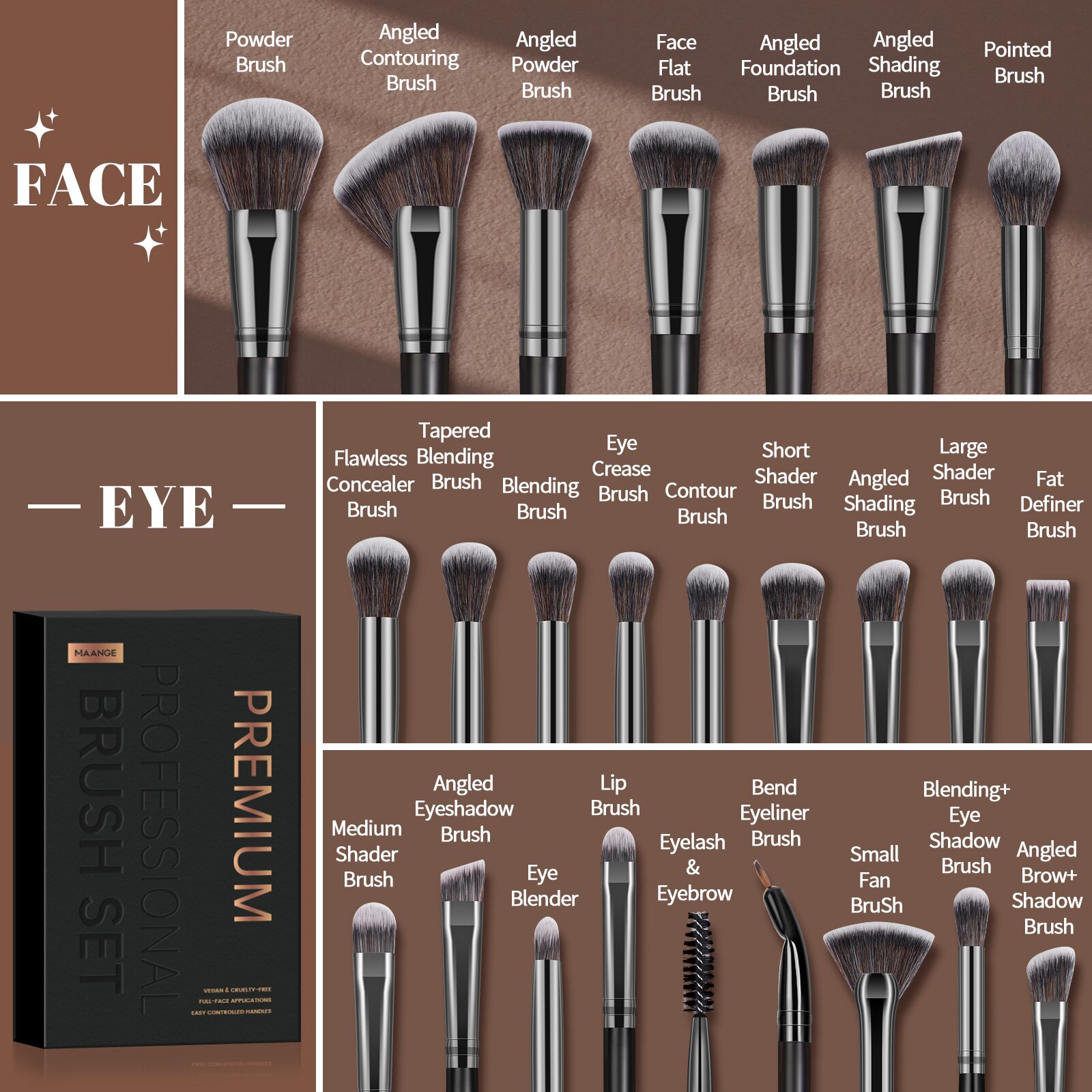 MAANGE-Professional Makeup Bru - Huda Beauty Makeup Brush Set avaliação e preço
